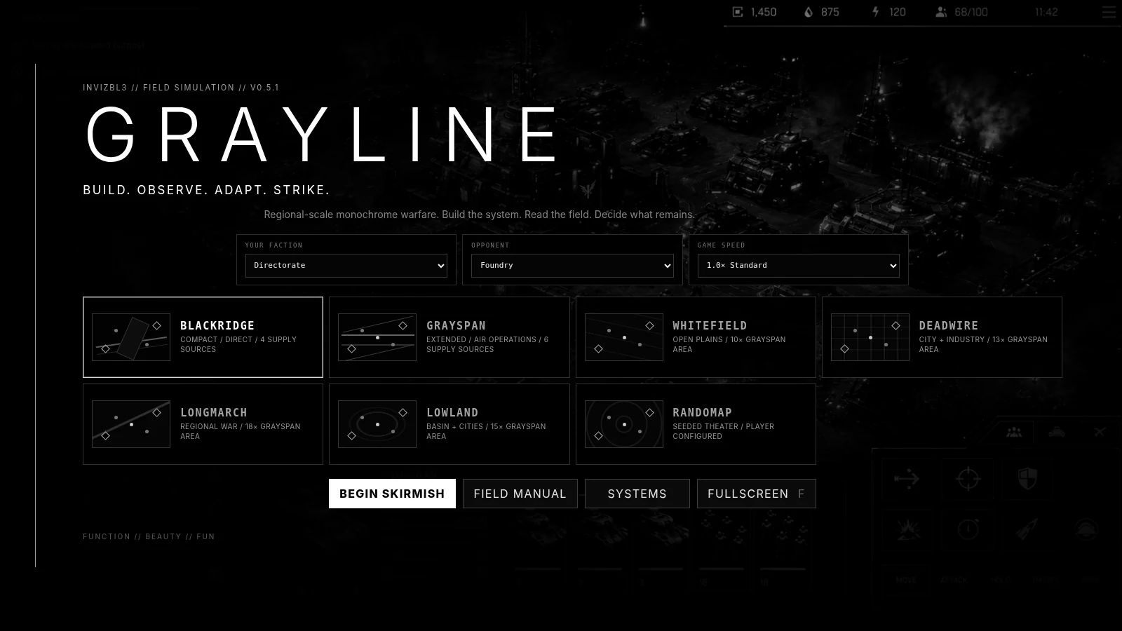 GRAYLINE monochrome battlefield